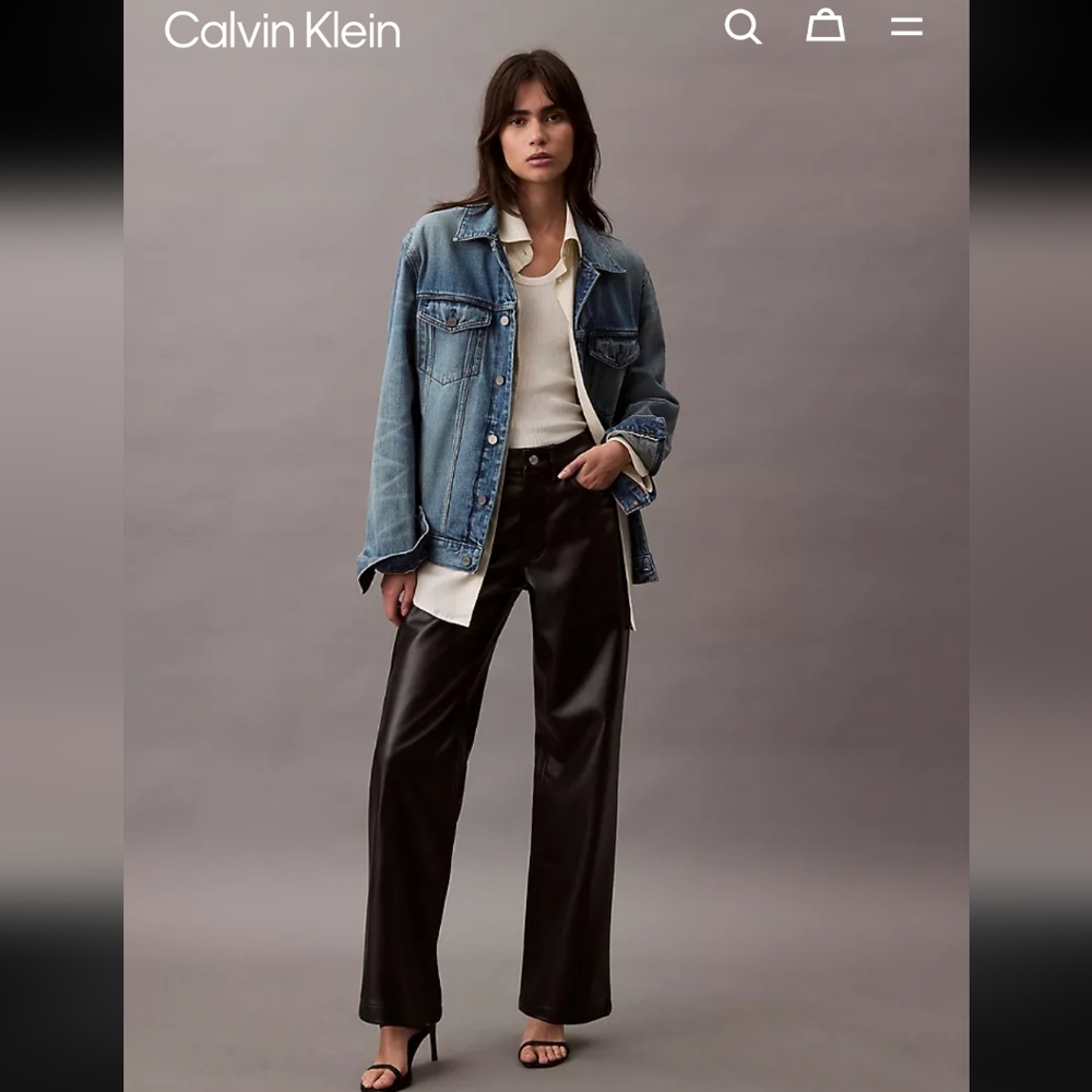 Vintage Calvin Klein 90s Leather Pants 5 / Small Brown